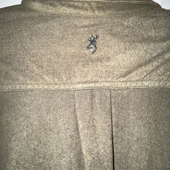 Browning Button Up Shirt Mens XL Forest Green Long‎ Sleeve Casual Buck Suede - Picture 8 of 13